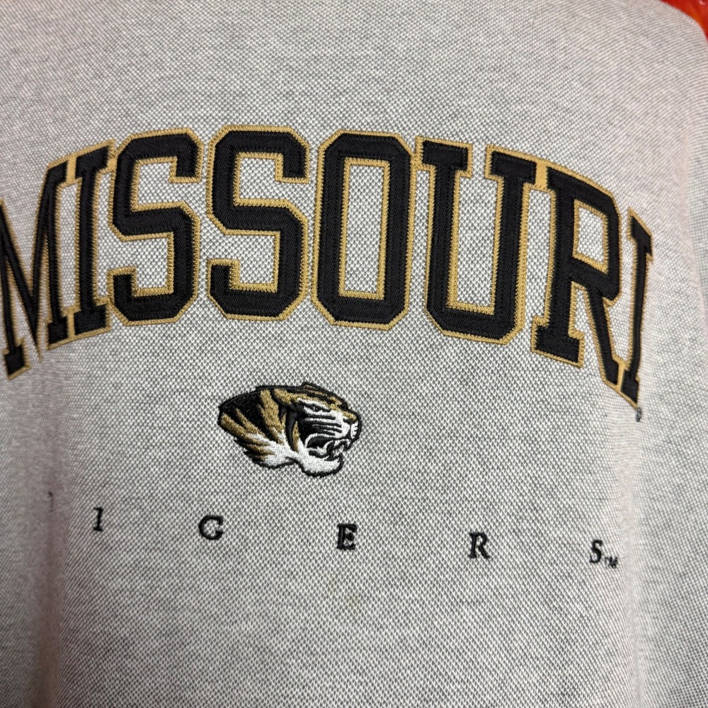 Vintage 00s Missouri Tigers Crewneck Sweatshirt Grey Black Collegiate Sz 2XL - Picture 2 of 5